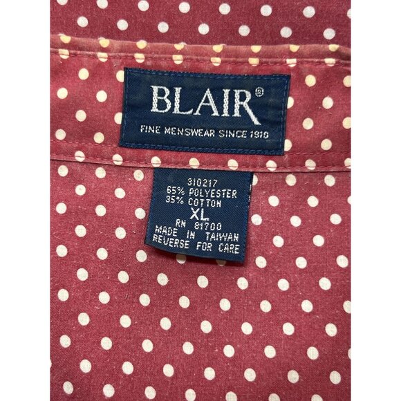 VTG Blair Mens XL Western Rodeo Red Polka Dot Short Sleeve Button-Up Shirt - Picture 3 of 9